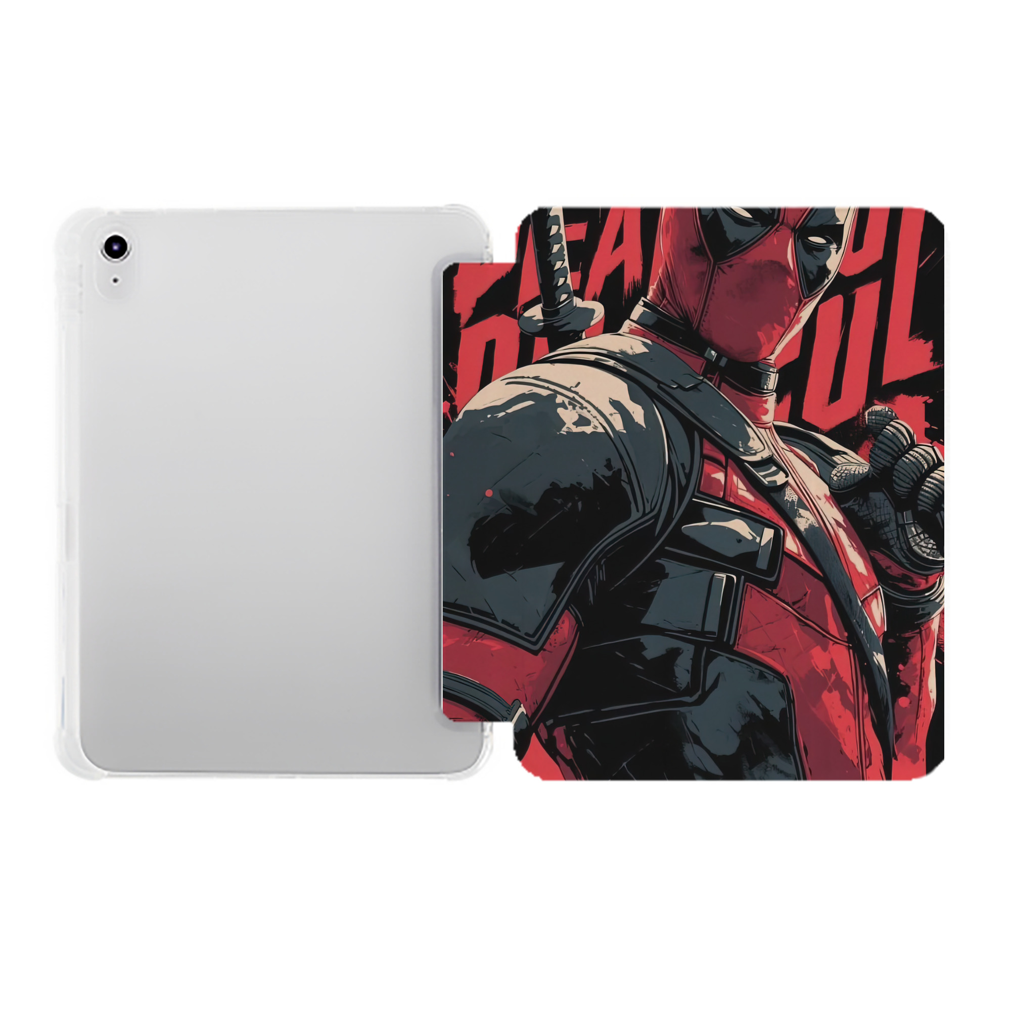 （画像用） Deadpool デッドプール IPad ケース ペン収納付き 三つ折りスタンド PUレザー×シリコン 対応機種9.5/10.5/10.9インチ